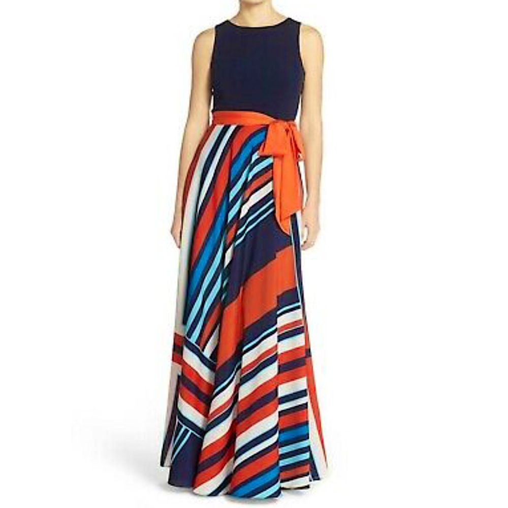 NWOT Eliza J Crepe de Chine Scarf Print Maxi dress